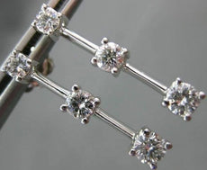ESTATE .88CT DIAMOND 14KT WHITE GOLD PAST PRESENT FUTURE HANGING EARRINGS #14438
