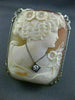 ANTIQUE LARGE .08CT DIAMOND 14K WHITE GOLD FILIGREE LADY CAMEO BROOCH PIN #22063