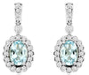 1.15CT DIAMOND & AAA AQUAMARINE 14KT WHITE GOLD 3D OVAL & ROUND HANGING EARRINGS