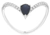 .74CT DIAMOND & AAA SAPPHIRE 14KT WHITE GOLD PEAR SHAPE & ROUND BUTTERFLY RING