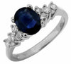 ESTATE 1.85CT DIAMOND & AAA OVAL CUT SAPPHIRE 14KT WHITE GOLD 3D ENGAGEMENT RING