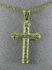 ANTIQUE .30CT DIAMOND 14KT YELLOW GOLD 3D CLASSIC CROSS FLOATING PENDANT #2891