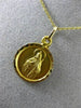 ANTIQUE 14KT YELLOW GOLD 3D HANDCRAFTED CIRCULAR CHRIST RELIGIOUS PENDANT #25001