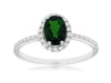 1.12CT DIAMOND & AAA RUSSALITE 14KT WHITE GOLD OVAL & ROUND HALO ENGAGEMENT RING
