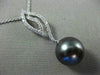 ESTATE .18CT DIAMOND 14KT WHITE GOLD 3D AAA TAHITIAN PEARL LEAF FLOATING PENDANT
