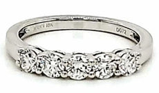 .73CT DIAMOND 18K WHITE GOLD ROUND CLASSIC 5 STONE SHARED PRONG ANNIVERSARY RING