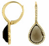 4.02CT DIAMOND & AAA SMOKY TOPAZ 14K YELLOW GOLD 3D PEAR SHAPE HANGING EARRINGS
