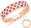 WIDE .75CT DIAMOND & AAA RUBY 14KT ROSE GOLD THREE ROW CLASSIC ANNIVERSARY RING