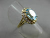 ESTATE .20CT DIAMOND & LIGHT BLUE TOPAZ 14KT YELLOW GOLD FILIGREE RING #20527