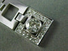 ESTATE LARGE .71CT DIAMOND 18KT WHITE GOLD BEZEL SQUARE HALO PENDANT CHAIN 14223