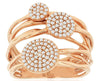 LARGE .32CT DIAMOND 14KT ROSE GOLD 3D CLUSTER MULTI FLOWER CRISS CROSS FUN RING