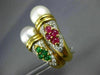 ESTATE LARGE 1.6CT DIAMOND & MULTI GEM PEARL 18KT YELLOW GOLD CLIP ON EARRINGS