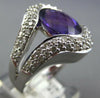 LARGE 4.16CT DIAMOND & AAA AMETHYST 18KT WHITE GOLD 3D OVAL DOUBLE V FUN RING