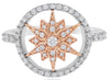 ESTATE .41CT DIAMOND 14KT WHITE & ROSE GOLD 3D SUNBURST FLOWER CIRCULAR FUN RING