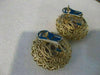 LARGE ANTIQUE 2OCTW AMETHYST 14K YELLOW GOLD FILIGREE CLIP EARRINGS 25MM #769