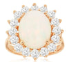 4.90CT DIAMOND & AAA OPAL 14KT ROSE GOLD 3D OVAL & ROUND FLOWER FLOATING PENDANT