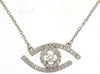 ESTATE .24CT DIAMOND 14KT WHITE GOLD 3D ROUND EVIL EYE FUN LUCKY NECKLACE