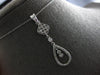 LARGE .25CT DIAMOND 14KT WHITE GOLD FLOWER TEAR DROP FILIGREE FLOATING PENDANT