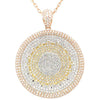 EXTRA LARGE 4.45CT DIAMOND 18KT TRI COLOR GOLD 3D MULTI ROW CIRCULAR PENDANT