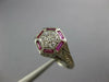 ANTIQUE .34CT DIAMOND & AAA RUBY 18K WHITE GOLD 3D CLUSTER ENGAGEMENT RING 26872