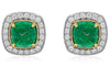 LARGE 7.79CT DIAMOND & AAA EMERALD 18KT 2 TONE GOLD SQUARE & ROUND STUD EARRINGS