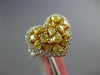 2.71CT WHITE & FANCY YELLOW DIAMOND 18KT 2 TONE GOLD 3D HEART SHAPE CLUSTER RING