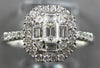 ESTATE .53CT DIAMOND 18KT WHITE GOLD ROUND & BAGUETTE CLUSTER OCTAGON LOVE RING