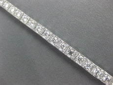 3.61CT DIAMOND 18KT WHITE GOLD CLASSIC SQUARE FILIGREE MILGRAIN TENNIS BRACELET