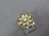 ESTATE 1.0CT DIAMOND & AAA OPAL 18KT YELLOW GOLD 3D CLASSIC FLOWER LOVE RING