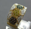 ESTATE WIDE 1.36CT MULTI COLOR DIAMOND 14KT YELLOW GOLD HEXAGON FUN RING