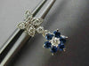 ESTATE .55CT DIAMOND & SAPPHIRE 14KT WHITE GOLD FLOWER MILGRAIN HANGING EARRINGS
