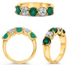 ESTATE 2.0CT DIAMOND & AAA EMERALD 14KT YELLOW GOLD 3D ROUND 5 STONE LUCIDA RING