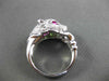 ESTATE LARGE .92CT DIAMOND TSAVORITE & RUBY 14KT WHITE GOLD 3D HAPPY TIGER RING