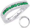 .51CT DIAMOND & AAA EMERALD 14KT WHITE GOLD CLASSIC 3 ROW CHANNEL SWIRL FUN RING