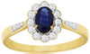 .92CT DIAMOND & AAA SAPPHIRE 14K YELLOW GOLD OVAL & ROUND FLOWER FRIENDSHIP RING