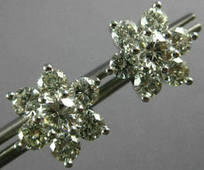 ESTATE LARGE 2.50CT DIAMOND 14KT WHITE GOLD FLOWER STAR SCREW BACK STUD EARRINGS