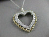 ESTATE DIAMOND 14KT WHITE & YELLOW GOLD ROPE FILIGREE OPEN HEART PENDANT #20123