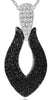 .76CT WHITE & BLACK DIAMOND 14KT WHITE GOLD OPEN TEAR DROP FUN FLOATING PENDANT