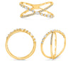 WIDE .30CT DIAMOND 14K YELLOW GOLD 3D ROUND & MARQUISE CRISS CROSS INFINITY RING