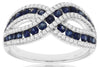 WIDE 1.23CT DIAMOND & AAA SAPPHIRE 14K WHITE GOLD CRISS CROSS INFINITY LOVE RING