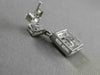ESTATE .33CT DIAMOND 14KT WHITE GOLD 3D SQUARE HALO MILGRAIN HANGING EARRINGS