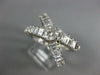 LARGE 2.10CT DIAMOND 14K WHITE GOLD ROUND & BAGUETTE CRISS CROSS ENGAGEMENT RING
