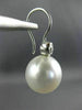 ESTATE LARGE .20CT DIAMOND & AAA SOUTH SEA PEARL 18K WHITE GOLD HANGING EARRINGS