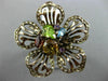 ESTATE LARGE 3.80CT DIAMOND & MULTI COLOR GEM 14K WHITE & BLACK GOLD FLOWER RING
