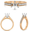 .36CT DIAMOND 14KT WHITE & ROSE GOLD 3D ROUND 6 PRONG SEMI MOUNT ENGAGEMENT RING