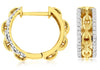 WIDE .33CT DIAMOND 14K 2 TONE GOLD 3D OVAL LOVE KNOT FUN HUGGIE HANGING EARRINGS