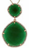 ESTATE .33CT DIAMOND & AAA GREEN AGATE 14K ROSE GOLD ROUND HALO FLOATING PENDANT