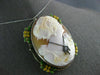 ANTIQUE LARGE .05CT DIAMOND & ENAMEL 14KT WHITE GOLD LADY CAMEO BROOCH PENDANT