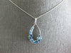 2.05CT DIAMOND & AAA BLUE TOPAZ 14K WHITE GOLD MULTI SHAPE TEAR DROP FUN PENDANT