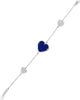 5.51CT DIAMOND & AAA LAPIS 18KT WHITE GOLD 3D TRIPLE HEART BY THE YARD BRACELET